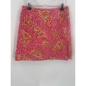 Lilly Pulitzer Skirt Womens 10 Pink Orange Butterflies Layered Cotton Buttons